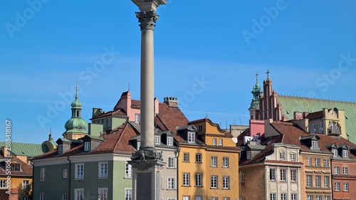 Sigismund's Column monument standing in Warsaw's Old Town Square