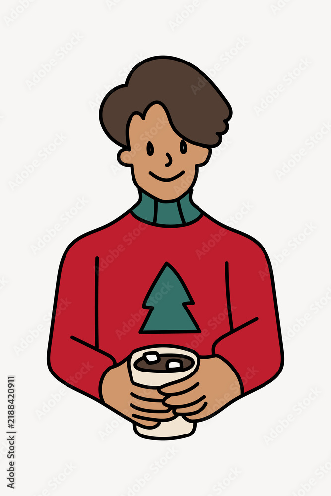 Obraz premium Man with Christmas drink doodle