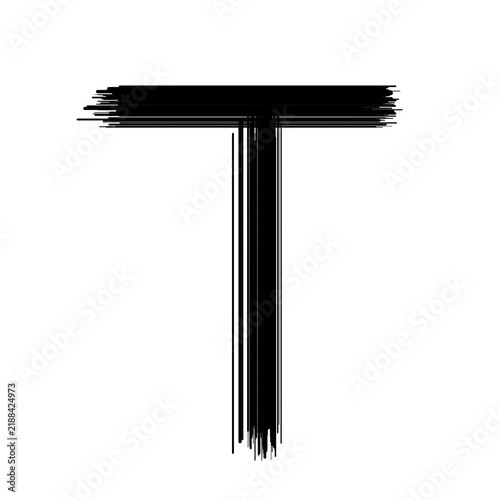 Black Dry Brush Alphabet Letter Hand Drawn Textured Typography Vector Asset