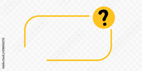 Yellow text box frame with question mark icon for frequently asked questions or help topics 