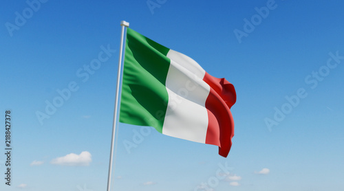 Canvas Print Wavy Ireland Flag and Clear Blue Sky