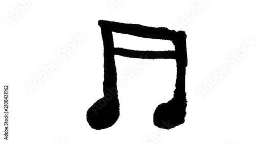 Fotografie Music Note Doodle — Hand Drawn Black Line Sixteenth Note on White Background for