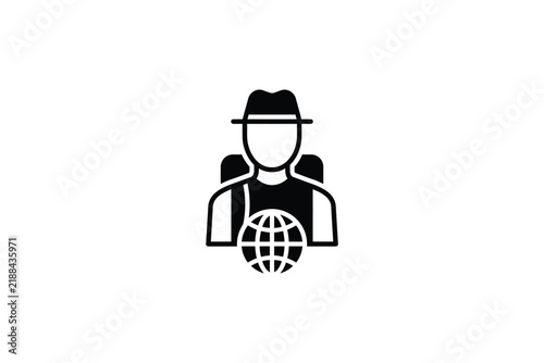Global user icon with world symbol.