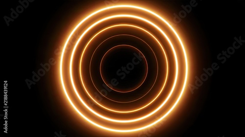 Concentric glowing rings of golden light emanate from a dark central void