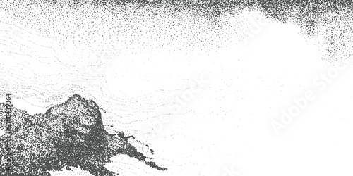 Bild auf Leinwand Abstract Pointillist Topographic Landscape in Black and White