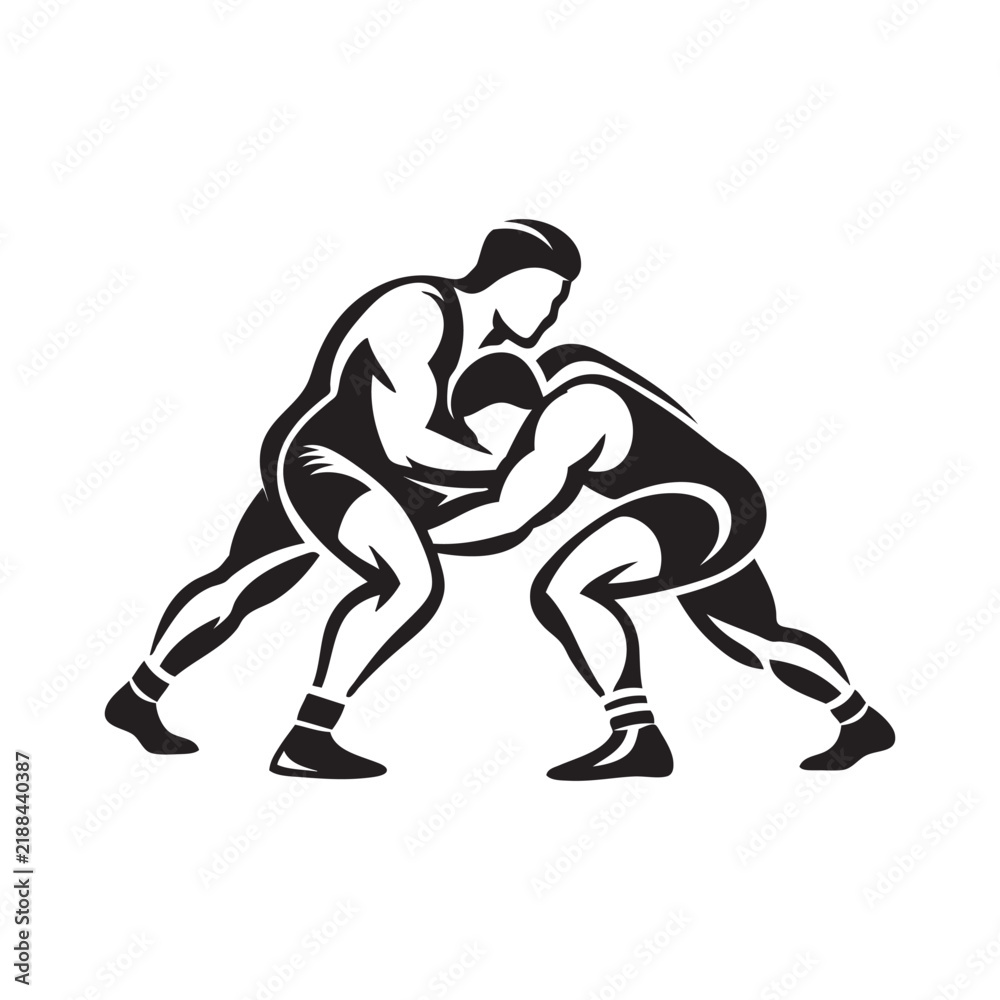 Fototapeta premium abstract drawing Two wrestlers are training.
