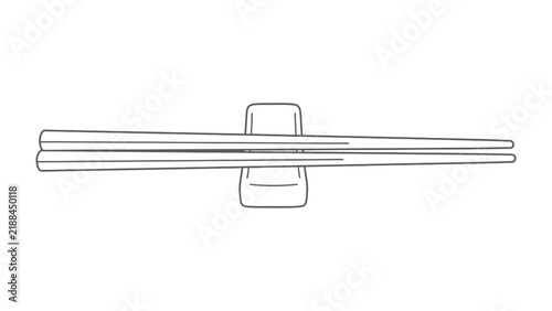 Chopstick Rest with Pair: A simple illustration depicts a pair of chopsticks resting neatly on a chopstick holder, symbolizing Asian dining culture.