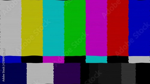 Digital television test pattern with signal interference and color bars