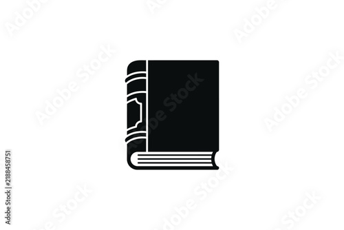 Vintage book icon black silhouette vector illustration of classic hardcover storybook.
