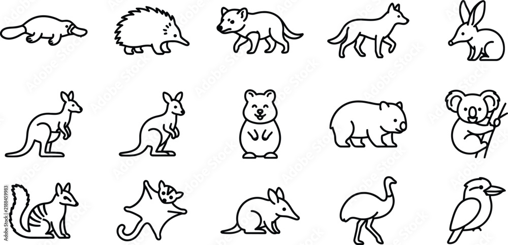 Obraz premium Standing Squirrel Outline Woodland Animal Vector