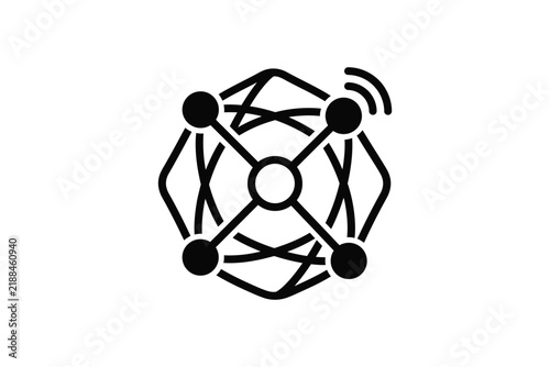 Wireless network node connection system graphic symbol icon.