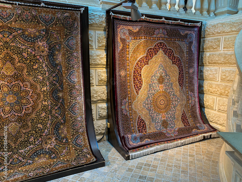 Carpet market Bazaar Handcraft Vintage Luxury .Oriental Art Silk Wool