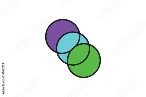 Three Overlapping Colorful Circles Abstract Graphic.