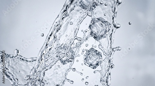 Ice cube water splash clear liquid refreshing frozen transparent motion cool closeup purity splash beverage