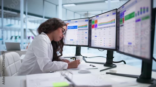 Pharmacy Manager Uses Software On Computer