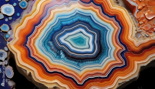 Naklejka Colourful Layered Patterns Of A Geode Slice