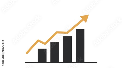 Black Friday Retail Sales Growth Bar Chart with a Rising Upward Yellow Arrow Animation