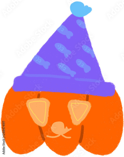 vector illustration of a halloween pumpkin with hat