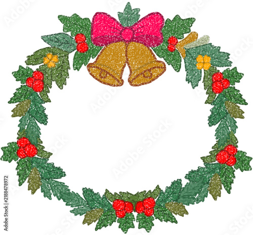 Hand-drawn Christmas wreath illustration