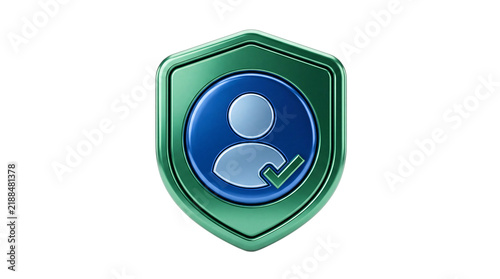 Canvastavla 3d shield with user symbol and checkmark png solated on transparent background