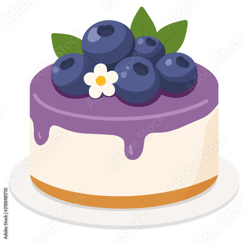 Flat Illustration of Blueberry Cheesecake