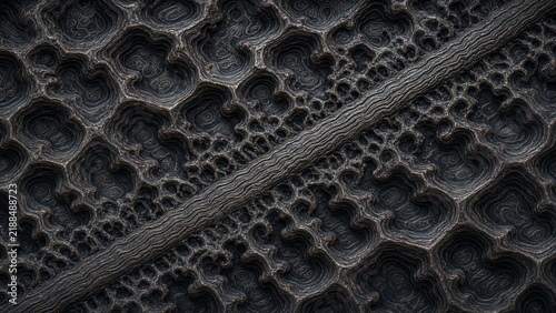 dark grey stone fractal network pattern concept with intricate relief structure and abstract surface design, showing modern architectural texture for futuristic background