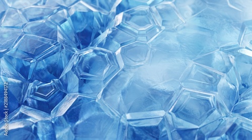 Detailed Close-Up of Complex Ice Structure with Blue Tones and Intricate Patterns