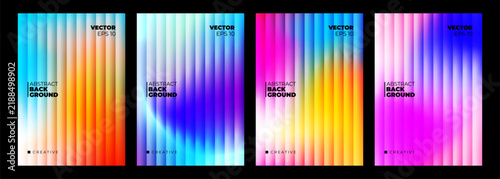 Abstract Backgrounds Collection. Ripple Glass Effect. Vibrant color blurred gradients and smooth fluted lines for modern creative graphic design. Vector illustration.