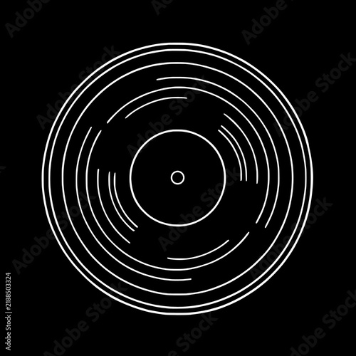 White LP Vinyl Record icon coloring book isolated black background