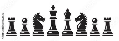 Stylized black chess set with glossy highlights vector for modern board game applications and strategy websites.