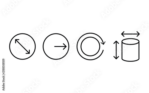 Arrow, Rotation and Cylinder Dimension Icons Set
