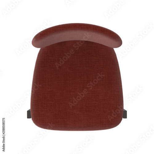 Foto Modern upholstered chair with curved backrest and dark legs, isolated on white