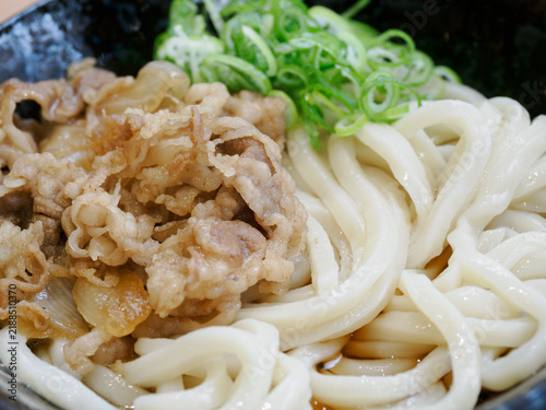 Fototapeta 冷たい肉ぶっかけうどん 讃岐うどん