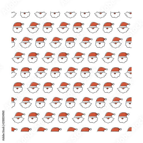Fluffy And Spiky White Beard Santa Claus Pattern. Perfect for wrapping paper, textiles, stationery, and seasonal designs.