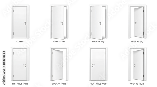 Interior door positions vector set with hinge variations Human-Refined | Quality Checked