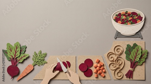 Whole vegetable cooking with stems leaves and scraps