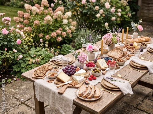 Elegant garden grazing table for a small celebration