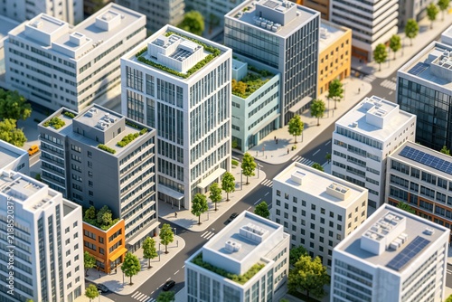 城市天际线晨雾剪影