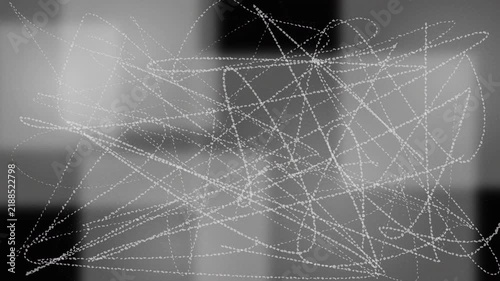 Scattered white dotted lines forming abstract patterns on a blurred background, dynamic motion graphic, ideal for creative intros, digital art and motion graphics backgrounds.