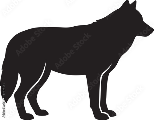 Wolf Silhouette Illustration, Black Animal Graphic, Wildlife Design Element Featuring Vector, Icon