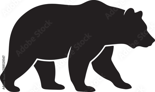 Bear Silhouette Illustration, Vector Graphic Design, Animal Icon. Wildlife Symbol, Strong Mammal, Nature Concept.