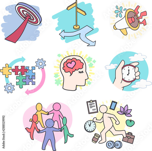 Life Planning and Personal Success Illustration Collection. Perfect for business presentations, self development, coaching materials, wellness projects, educational designs, etc.