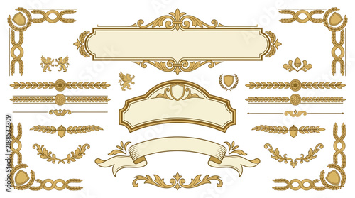 Ornate Vintage Decorative Elements - Flourishes, Borders, Labels, Ribbons