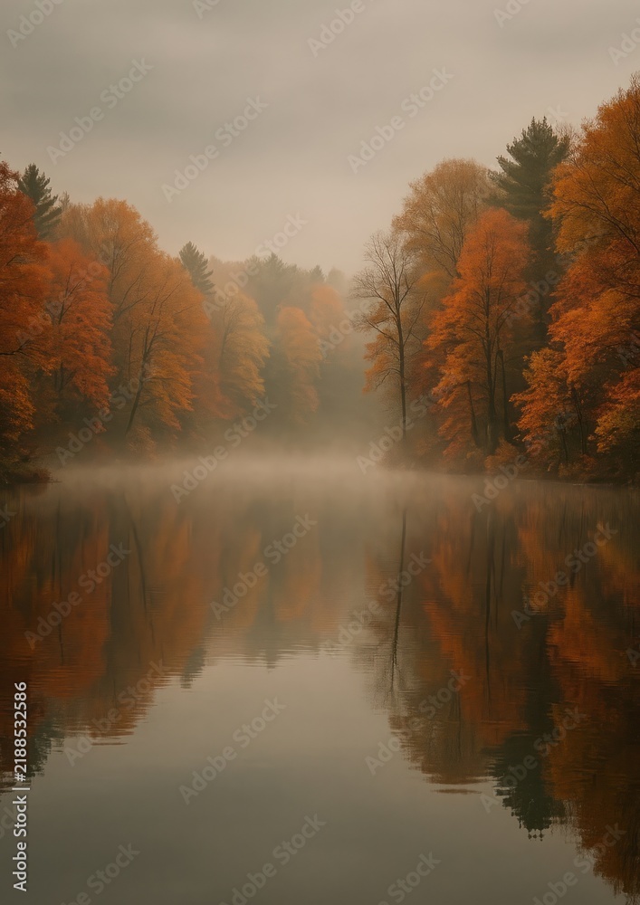 Obraz premium Serene autumn reflection landscape photography.
