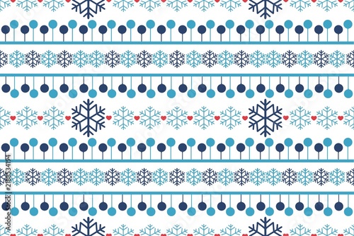 Winter Snowflake Geometric Stripe Seamless Pattern