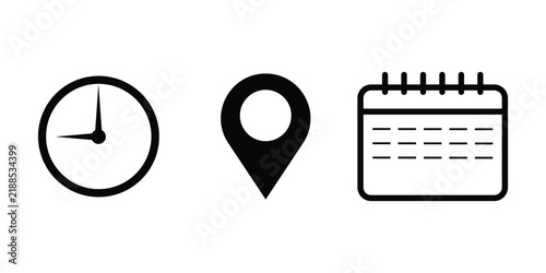 clock, location,calender modern flat vector design .