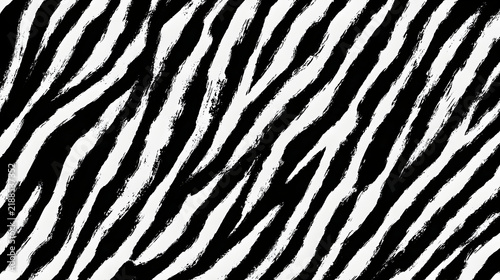 Seamless pattern with black and white zebra stripes painted with a dry brush. Horizontal background with hand drawn animal skin texture Stock Illustration
