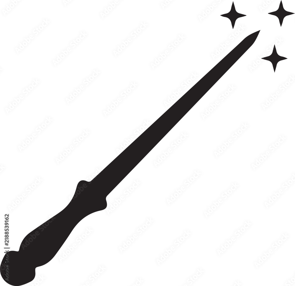 Fototapeta premium Magic Wand with Sparkle Vector Silhouette