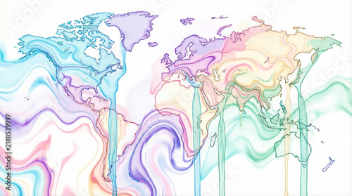 Global atmospheric data visualization map showing wind and ocean current patterns across continents