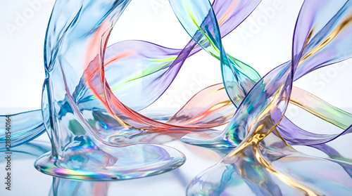 Abstract colorful liquid swirls forming dynamic patterns in transparent glass container with vibrant gradient lighting